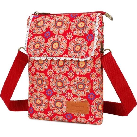 Handbags - Small Crossbody Phone Purse Cellphone Wallet Red Circle